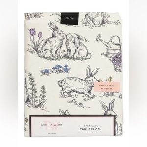 Tabitha Webb Water & Fade Resistant 60”x84”Springtime Bunny Easy Care Tablecloth